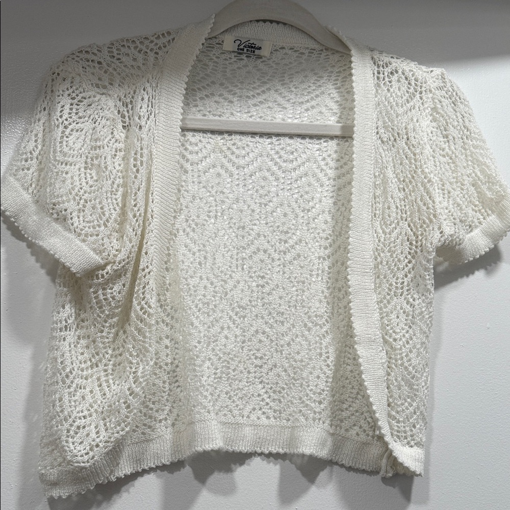 Valerie Stevens Women's White Open-Front Cardigan